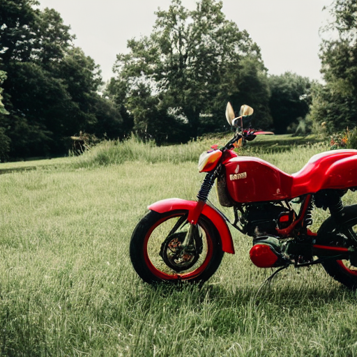 048_yellow and red motorcycle with a man riding on it next to grass.png
